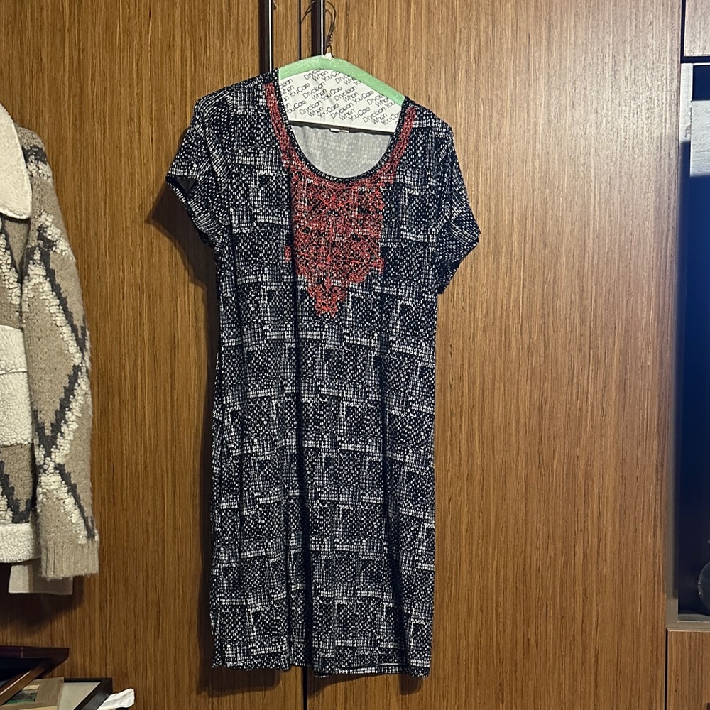 THML Black and Red Geometric Mini Dress